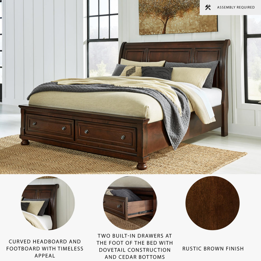 Cal King Sleigh Bed Frame with Storage A846782