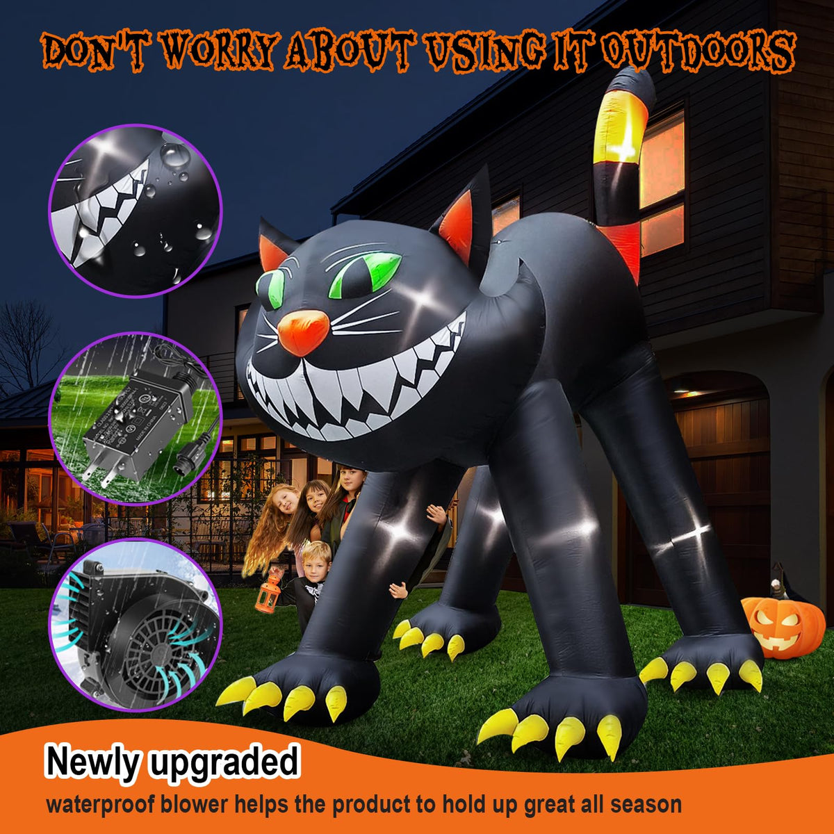 14FT Inflatable Black Cat Halloween Decoration with 7 LED F873540