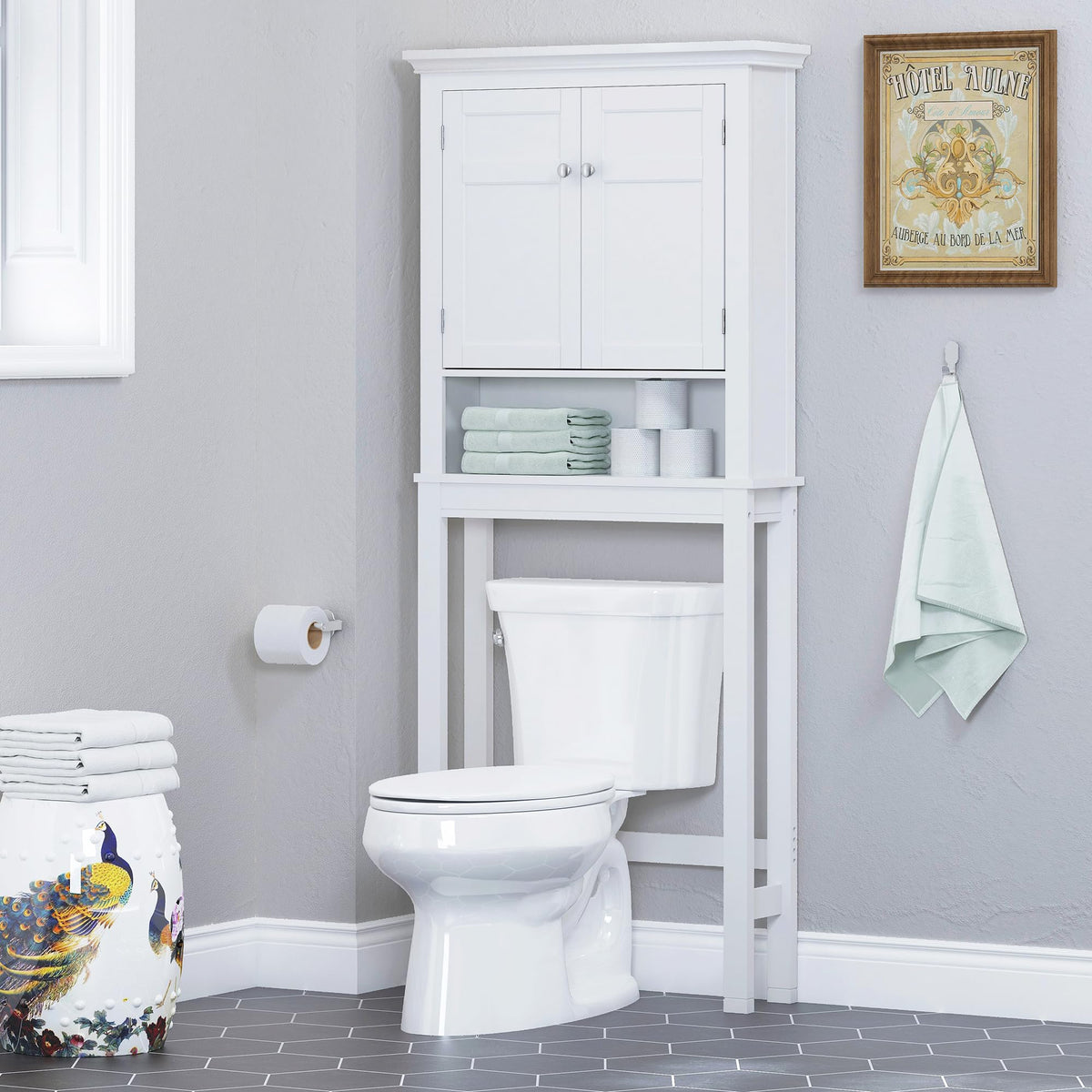 White Over The Toilet Storage Cabinet O484
