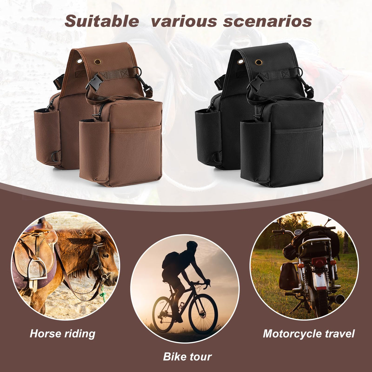 2 Pcs Waterproof Saddle Bag with Pocket T386