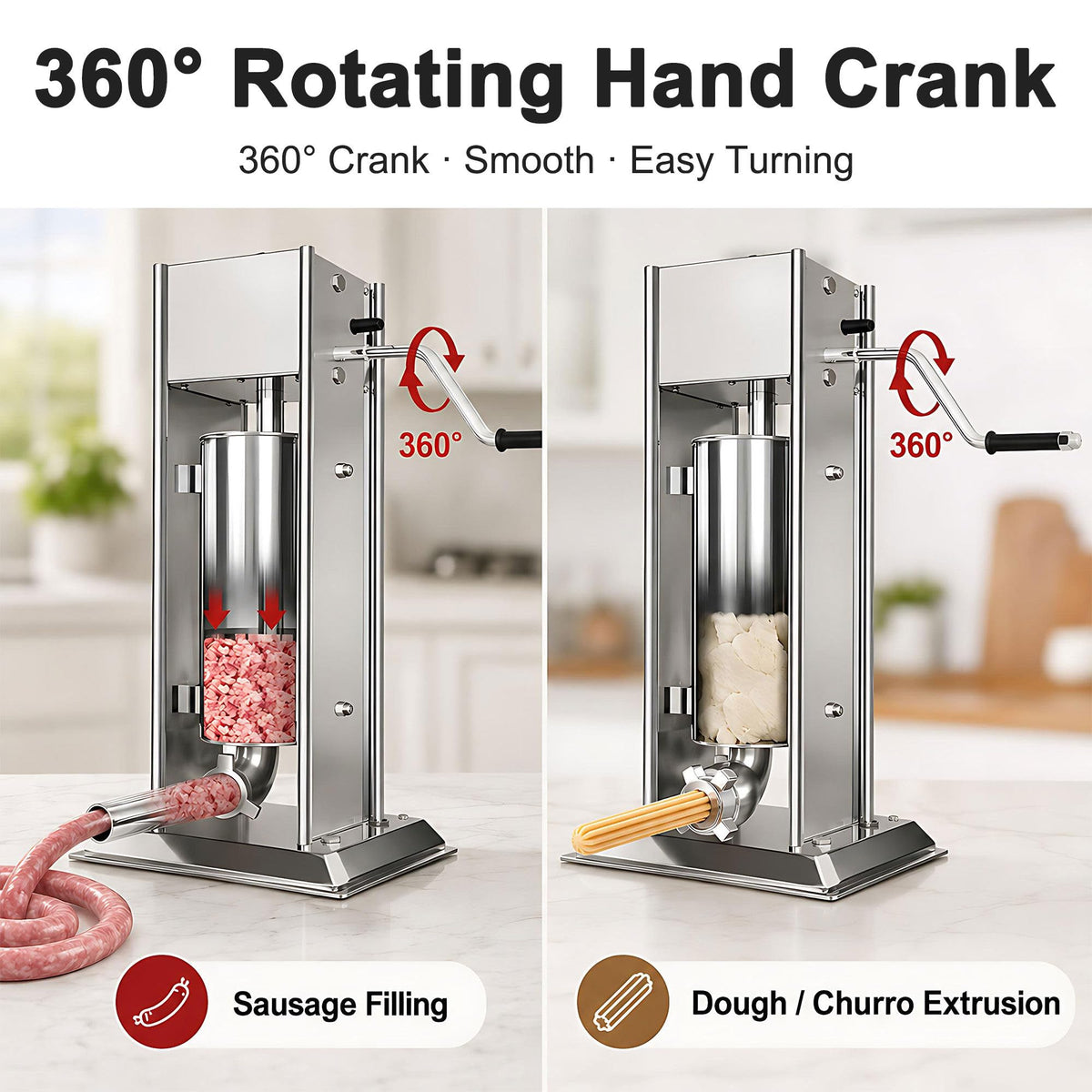3L/5L/7L Sausage Stuffer & Churro Maker 304 Stainless Steel Y282031