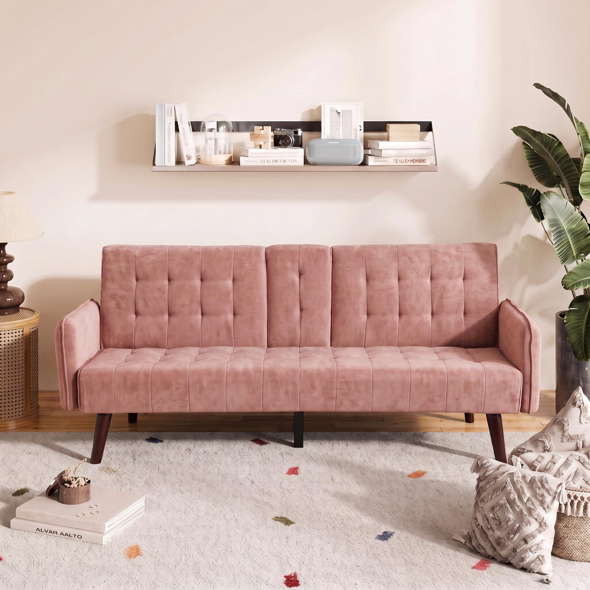 Pink Convertible Sleeper Sofa V6994