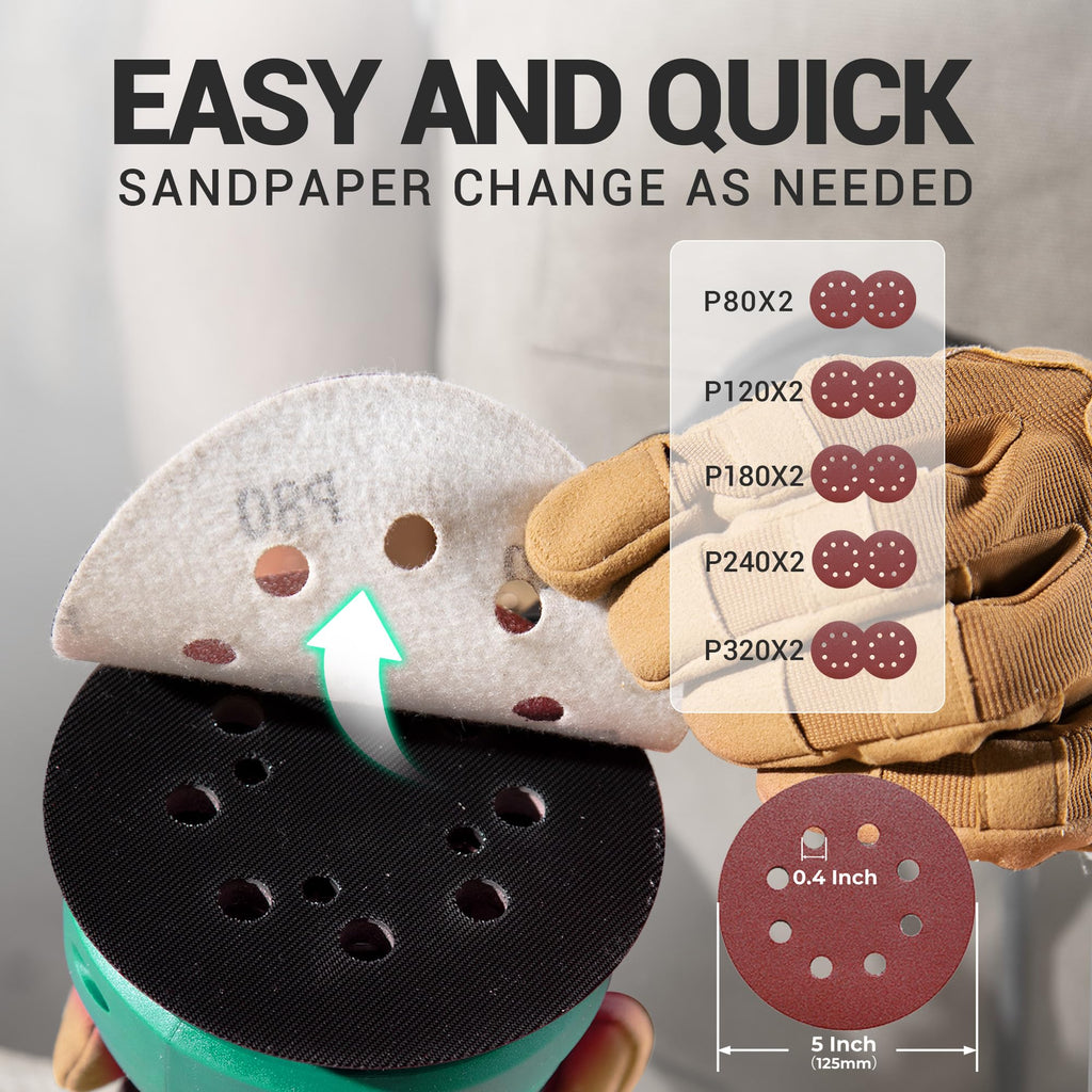 3.0 AMP Corded Random Orbital Sander 6 Speeds 5-Inch L43091