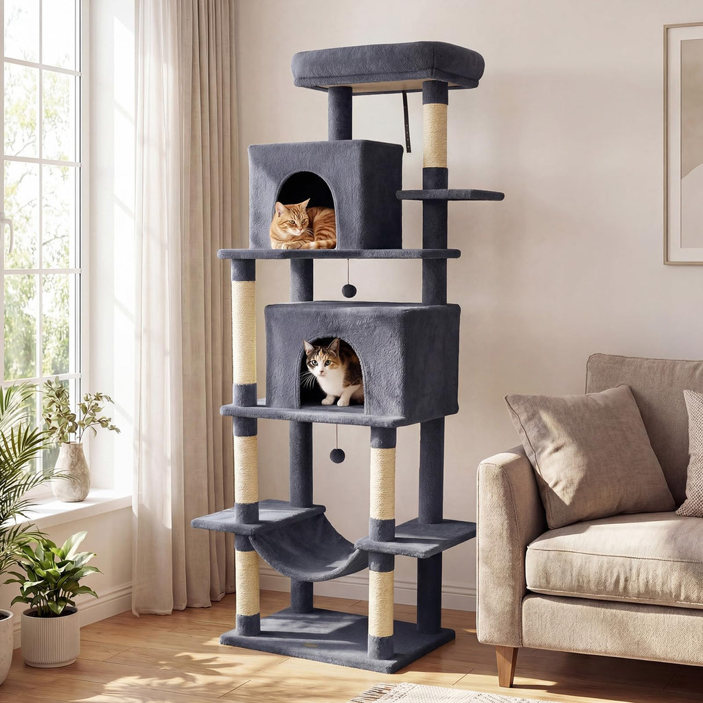 70-inch Multi-Level Cat Tree with Condos and Hammock K8668