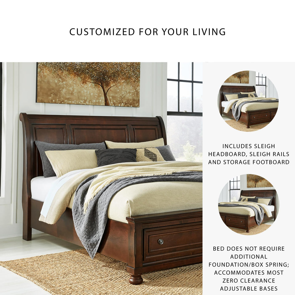 Cal King Sleigh Bed Frame with Storage A846782