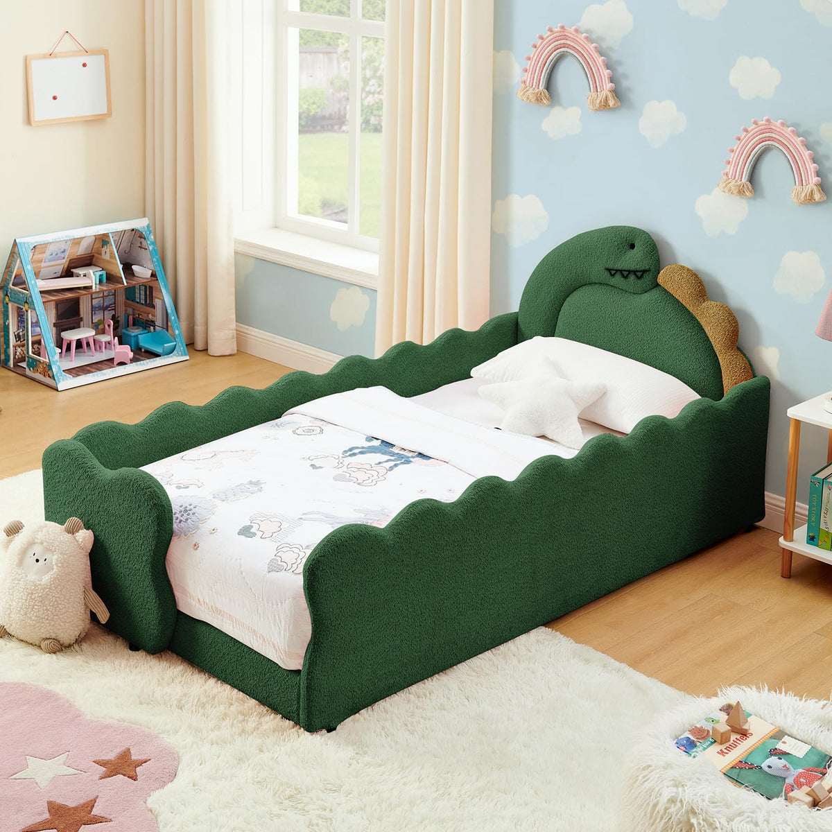 Twin Size Upholstered Boucle Daybed with Slats Support Y1724