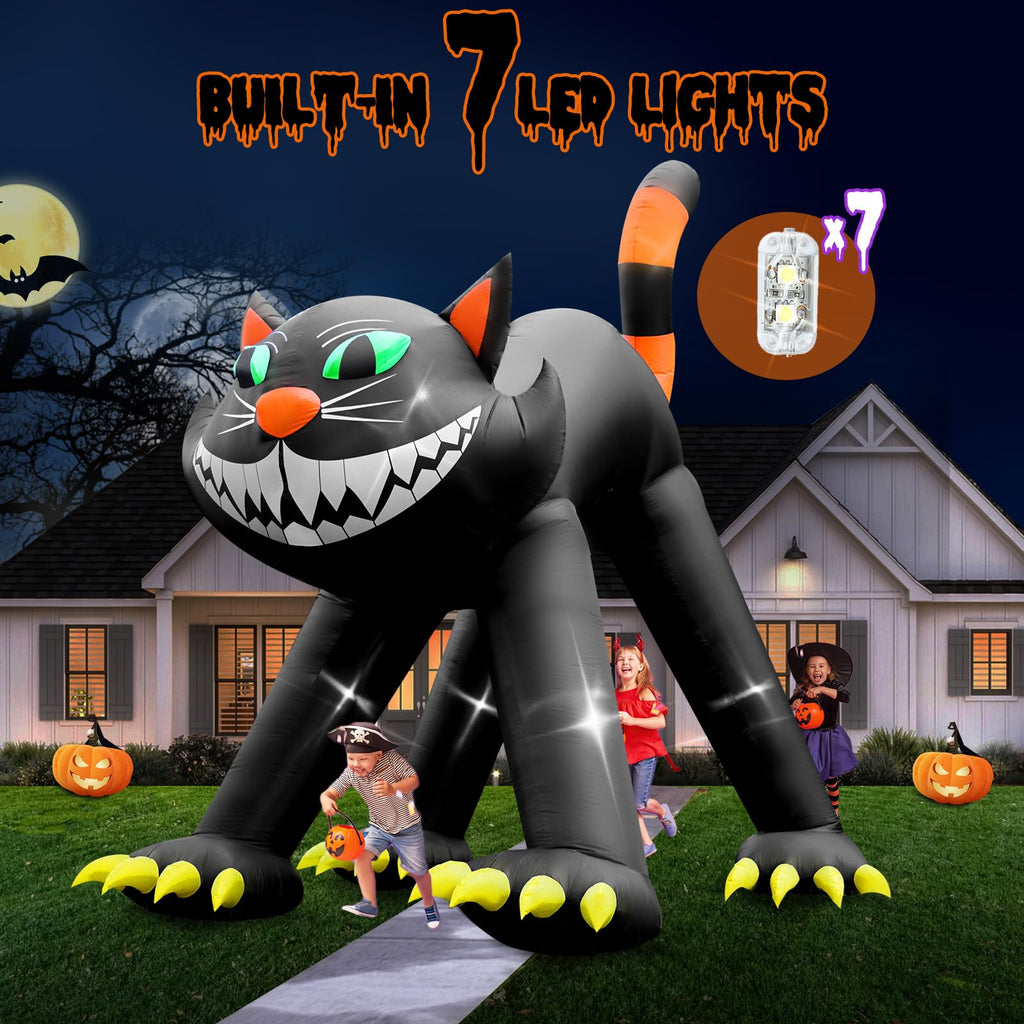14FT Inflatable Black Cat Halloween Decoration with 7 LED F873540