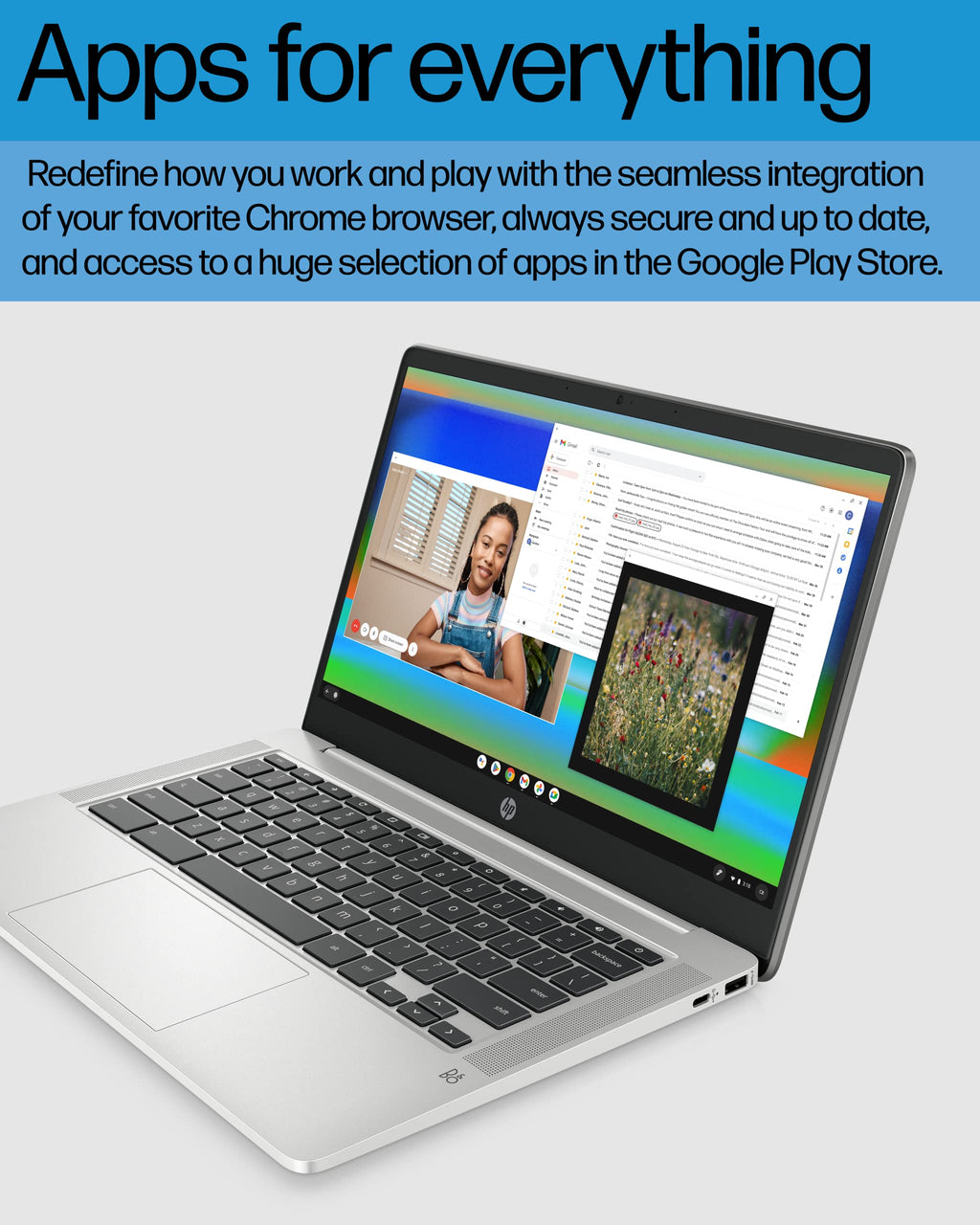 14 Laptop, Intel Celeron N4120, 4 GB RAM, 64 GB eMMC, Chrome OS, Mineral Silver R9915