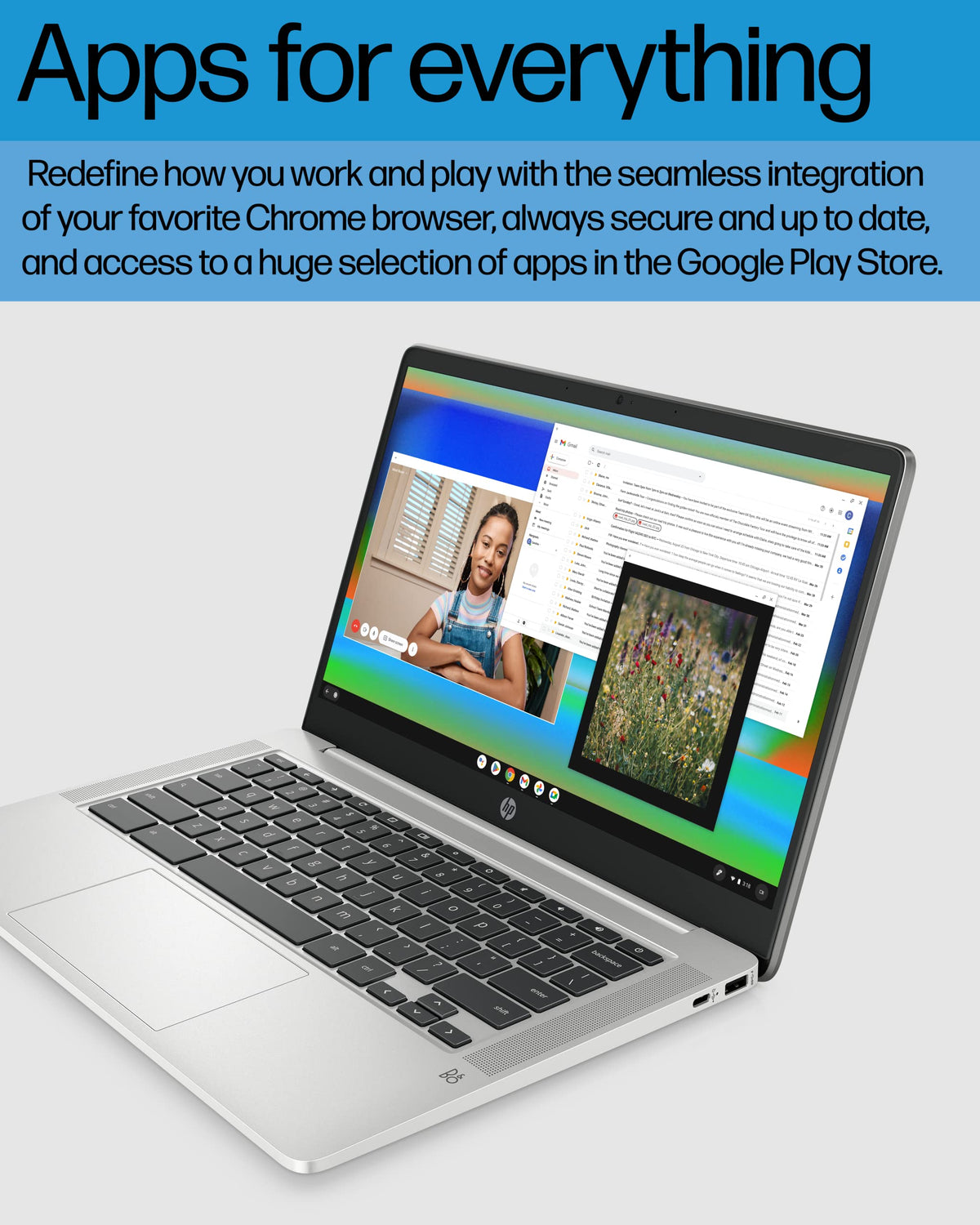 14 Laptop, Intel Celeron N4120, 4 GB RAM, 64 GB eMMC, Chrome OS, Mineral Silver R9915