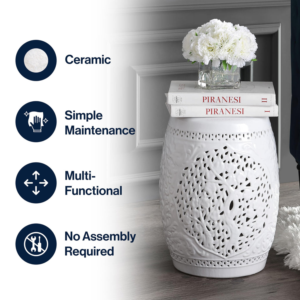 White Ceramic Garden Stool D187