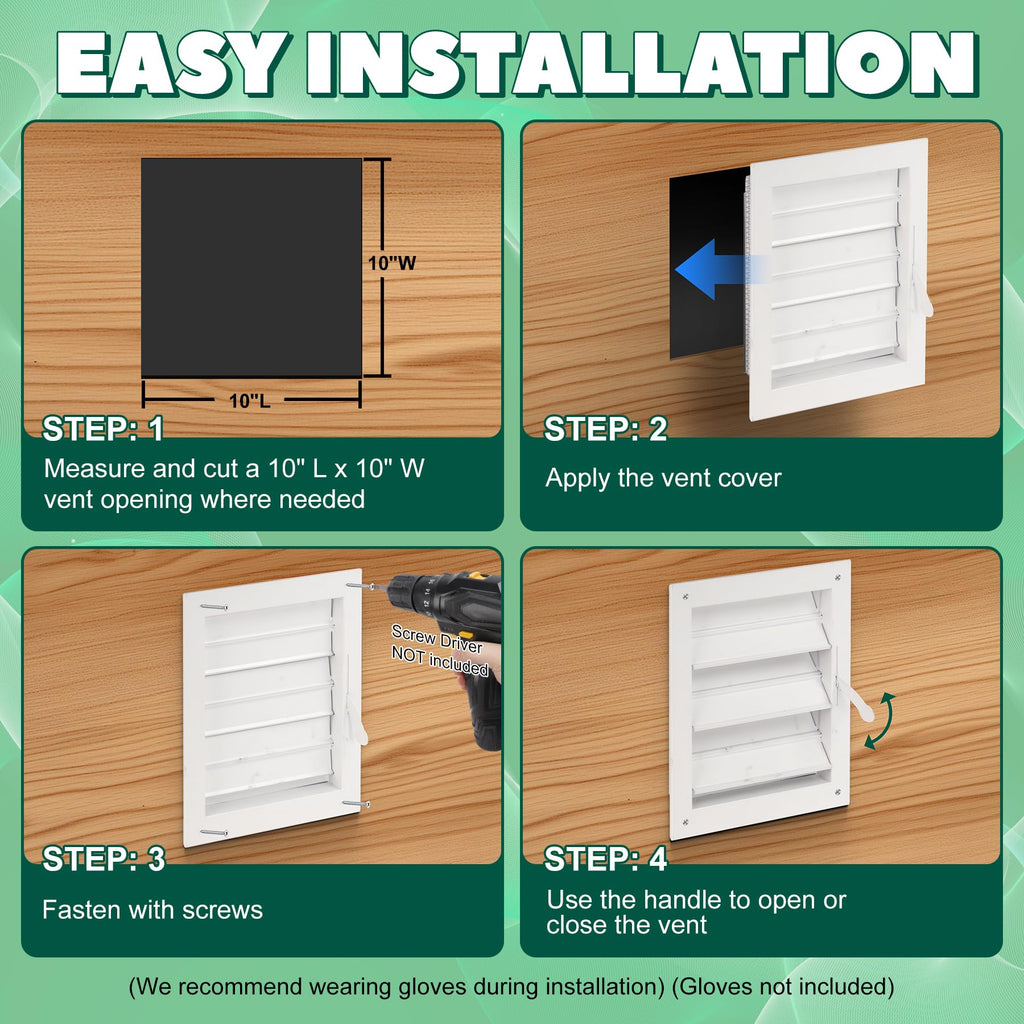 Adjustable Aluminum Alloy Chicken Coop Vent with Screen Mesh L98434