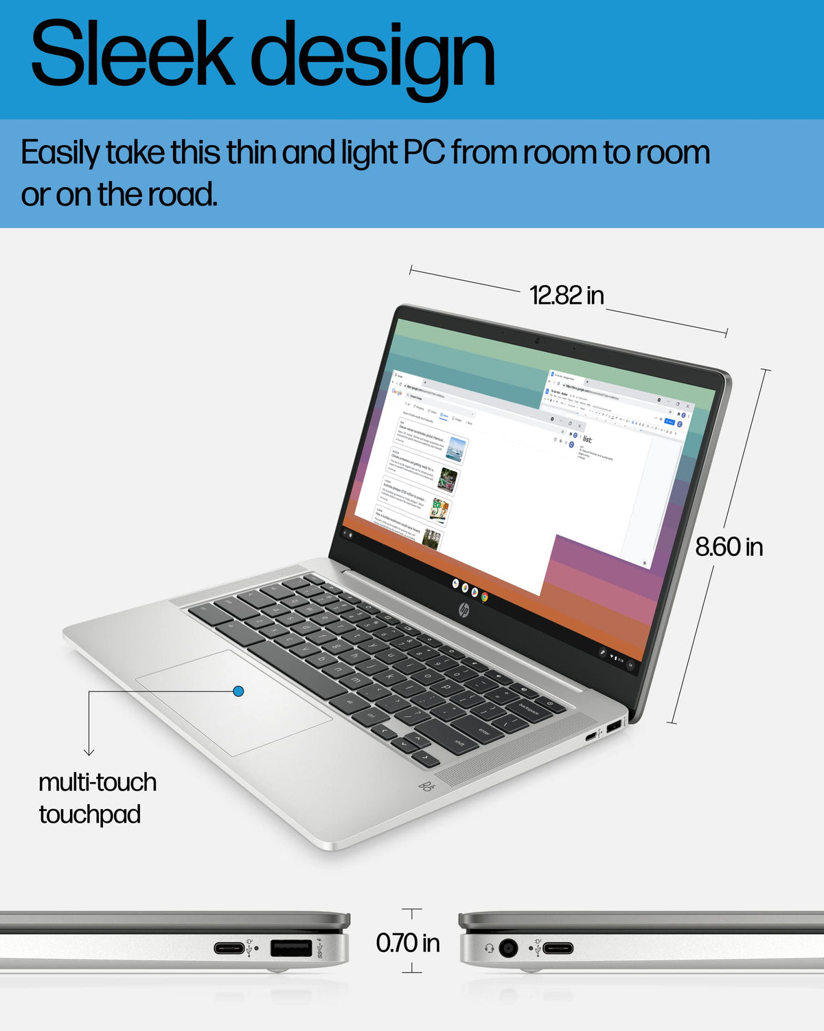 14 Laptop, Intel Celeron N4120, 4 GB RAM, 64 GB eMMC, Chrome OS, Mineral Silver R9915