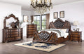 Brown Cherry California King Bed Frame with Tufted Leatherette Headboard E894