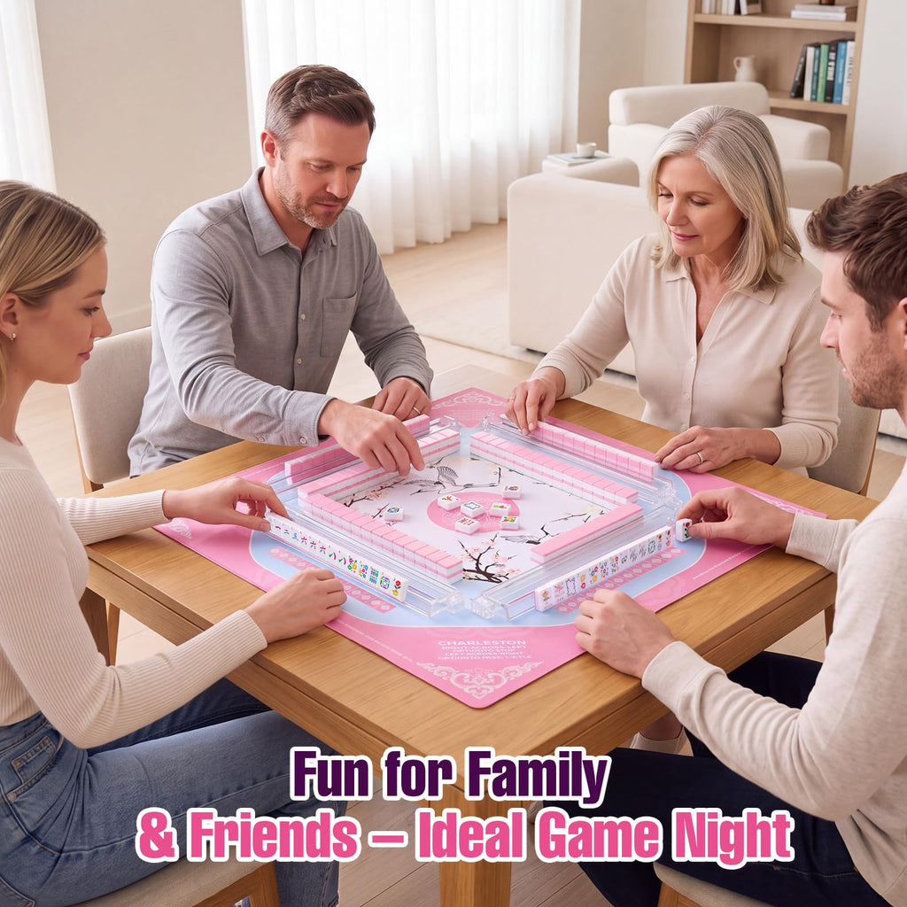160 Mahjong Tiles with Non-Slip Mat and 4 Racks Mahjong Set X384