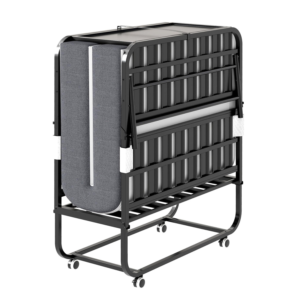 Folding Bed with Mattress, 5-Inch Memory Foam, 500lbs Capacity, Metal Frame, Adjustable Headboard S705511