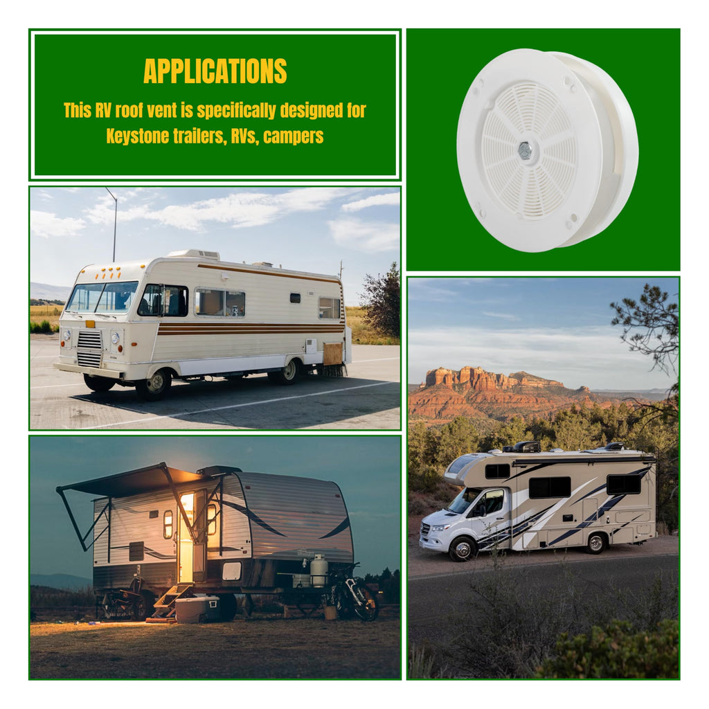 White RV Roof Mushroom Vent with Water Cover Guard Cap E456