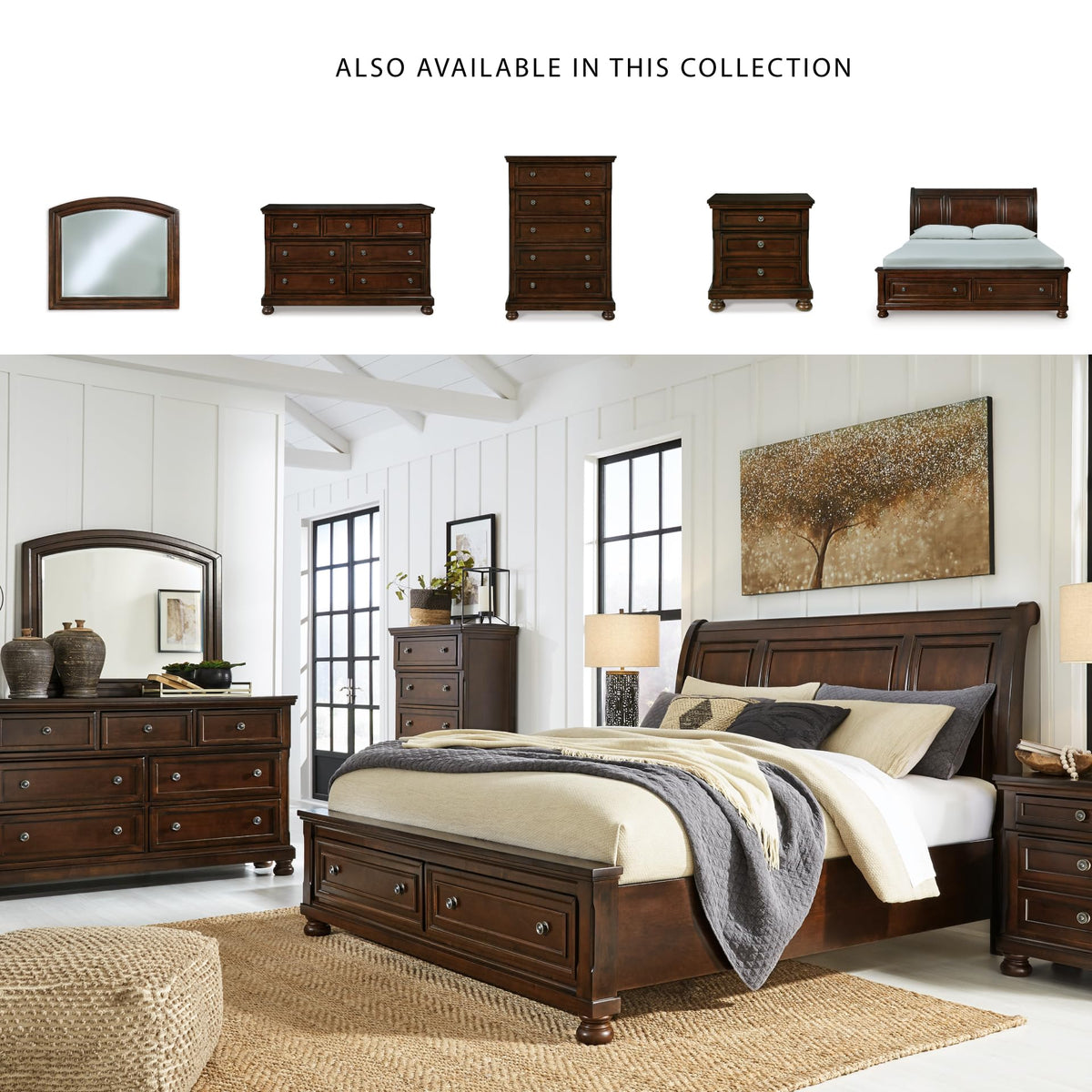 Cal King Sleigh Bed Frame with Storage A846782