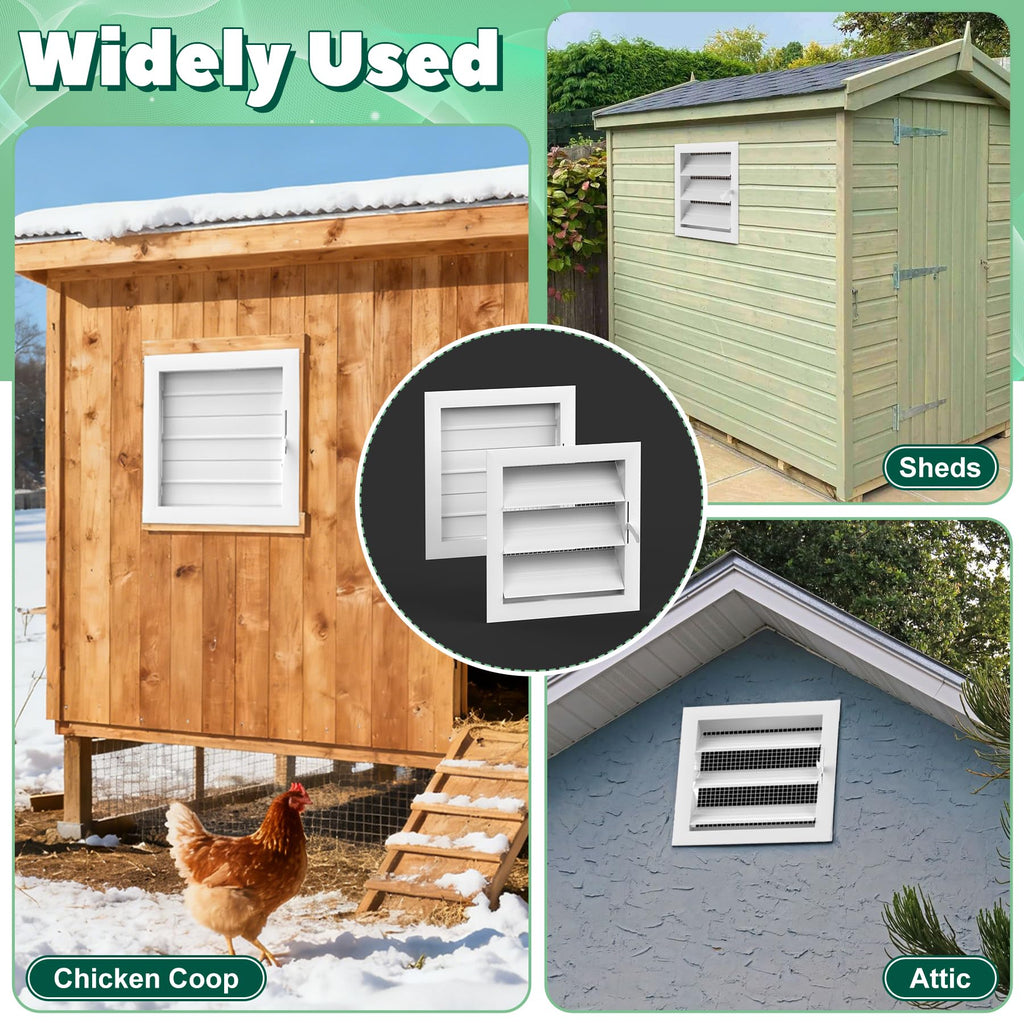 Adjustable Aluminum Alloy Chicken Coop Vent with Screen Mesh L98434