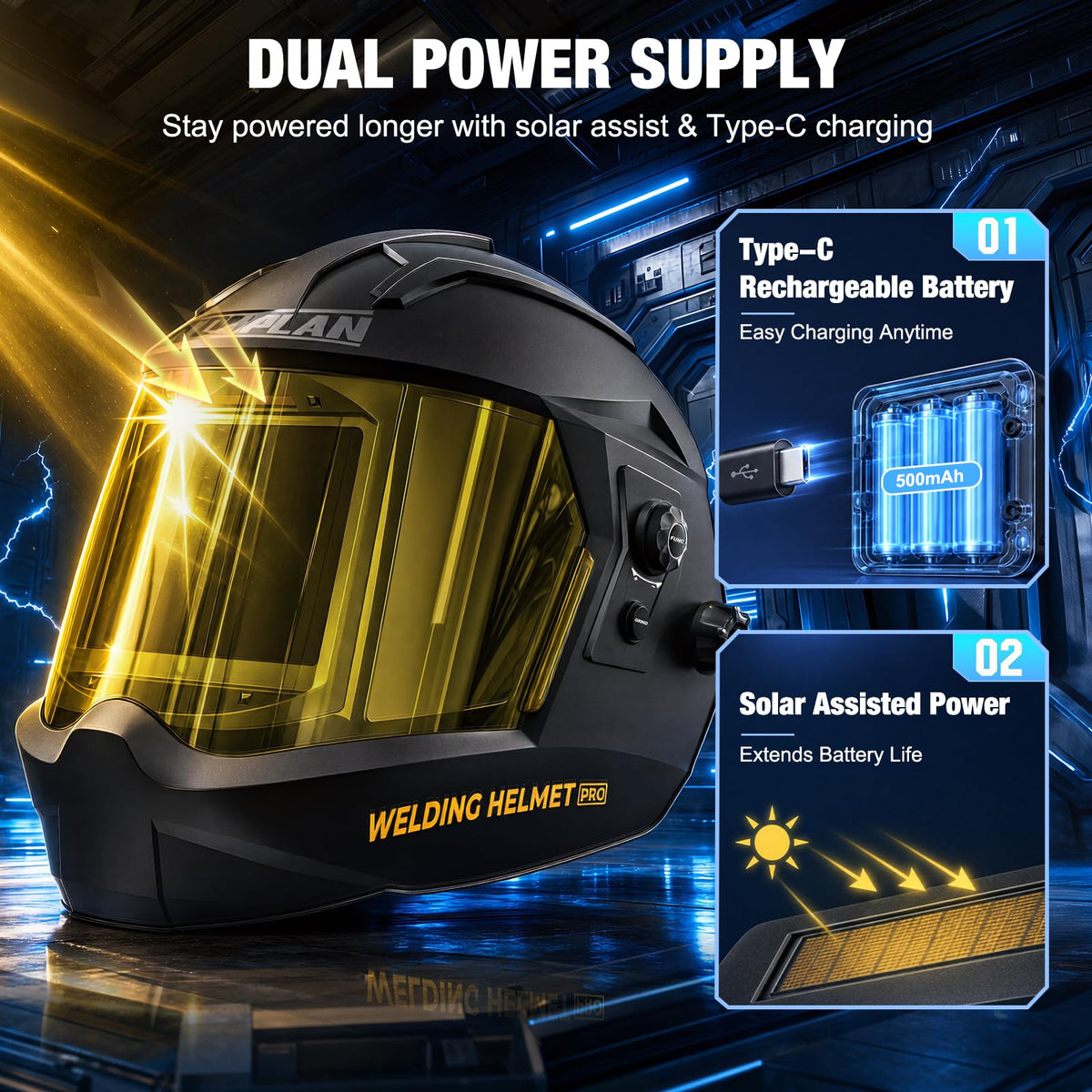 Auto Darkening Welding Helmet True Color 1/1/1/1 Optical Clarity S12238