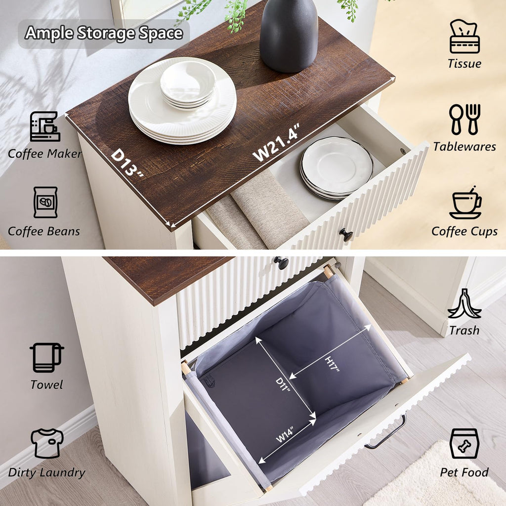 White Tilt Out Laundry Hamper Cabinet U281606