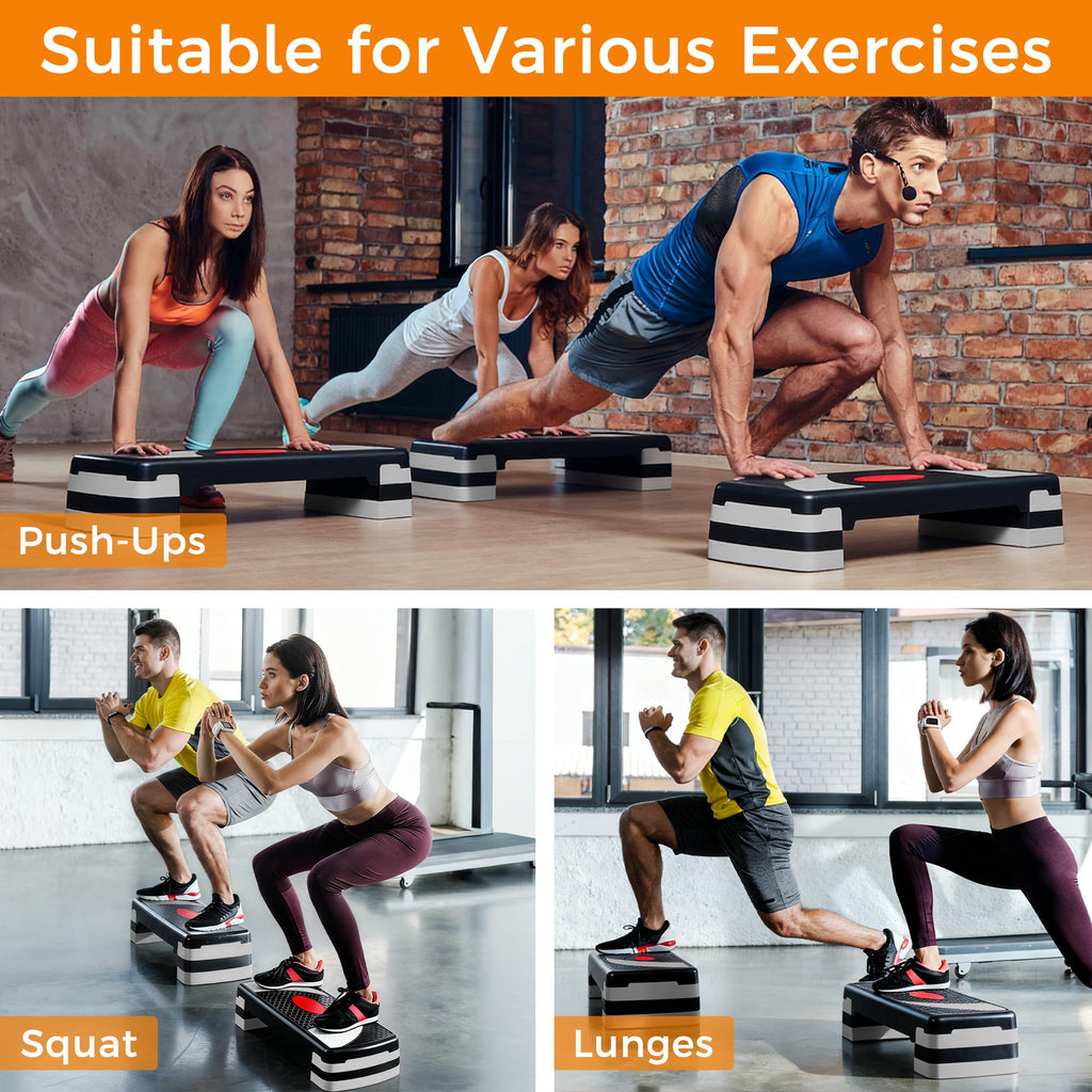 31" Adjustable Aerobic Step Platform with 4 Stackable Risers E7012