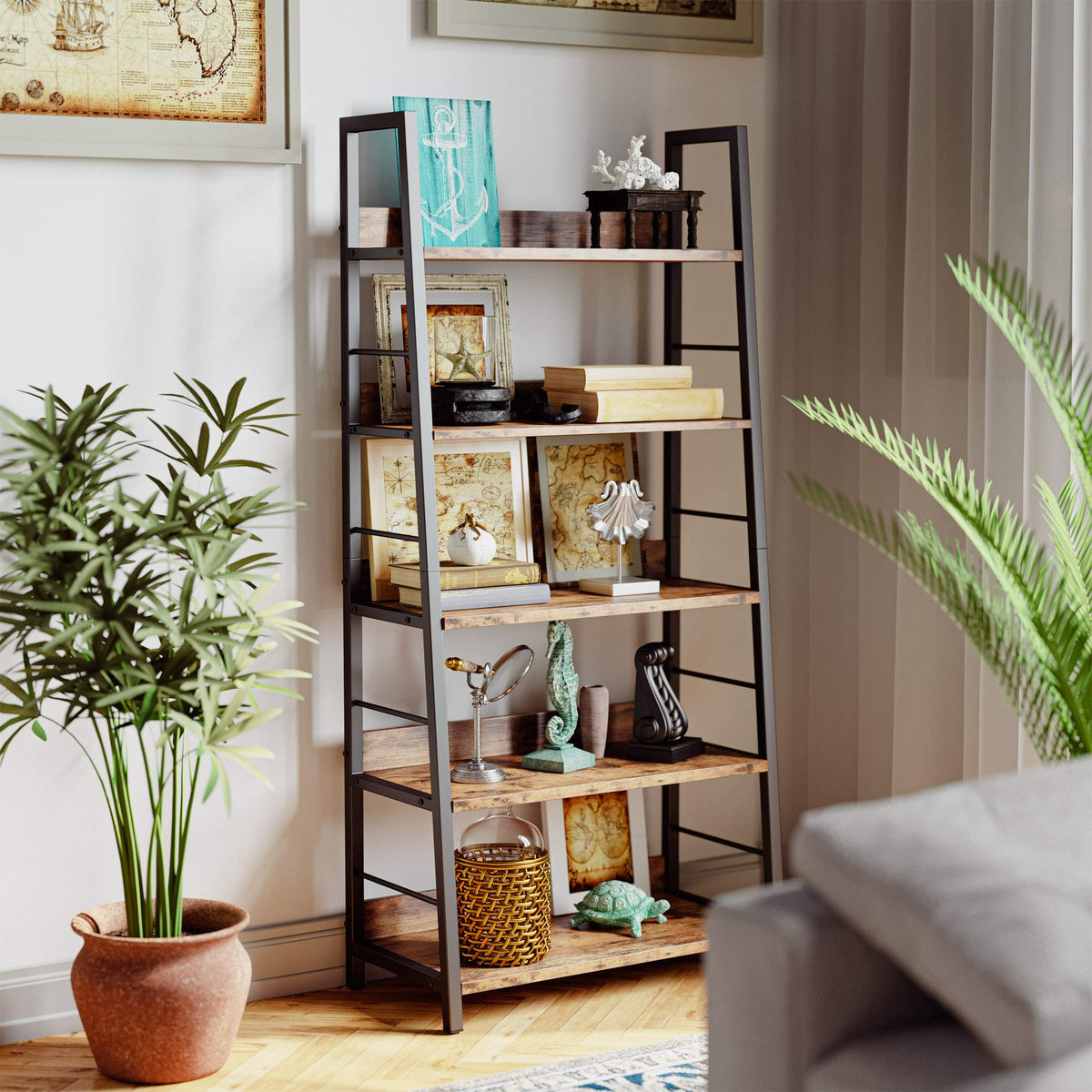5 Tier Metal Frame Ladder Bookcase M943
