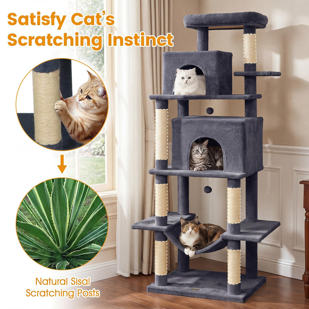 70-inch Multi-Level Cat Tree with Condos and Hammock K8668