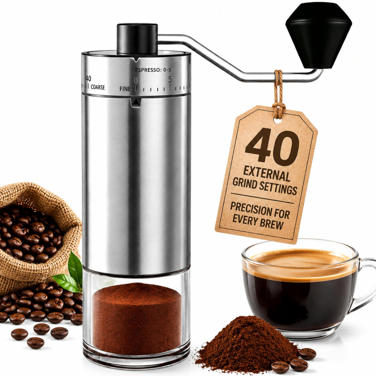 Manual Coffee Grinder with Adjustable Settings J939817