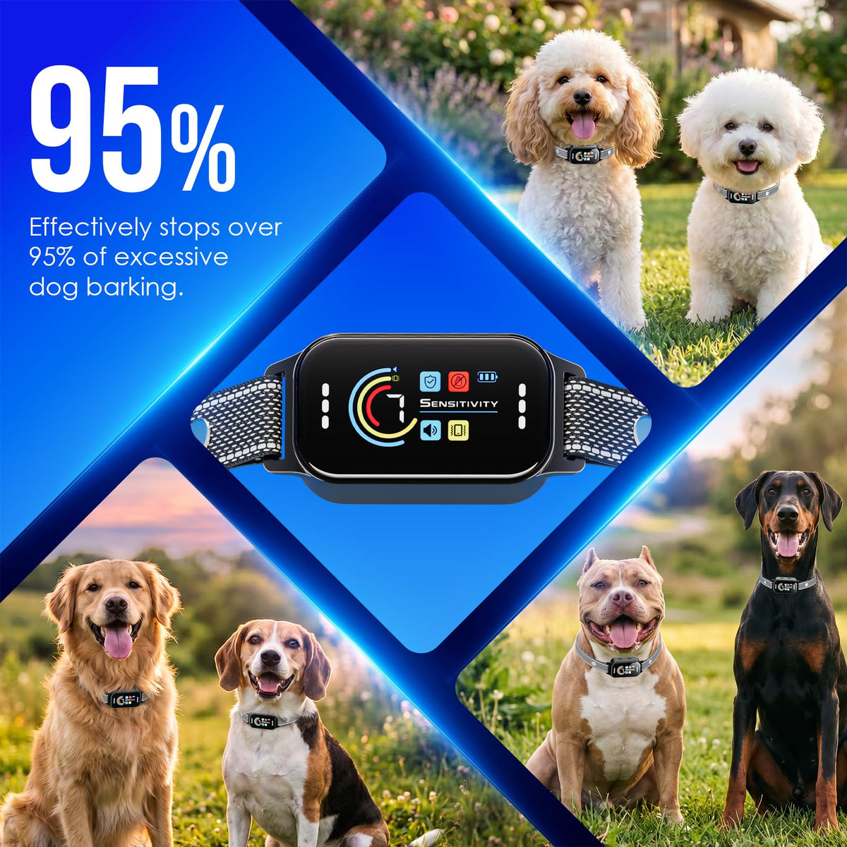 Dog Bark Collar 2 Pack, 7 Sensitivity Levels, 5 Training Modes I940