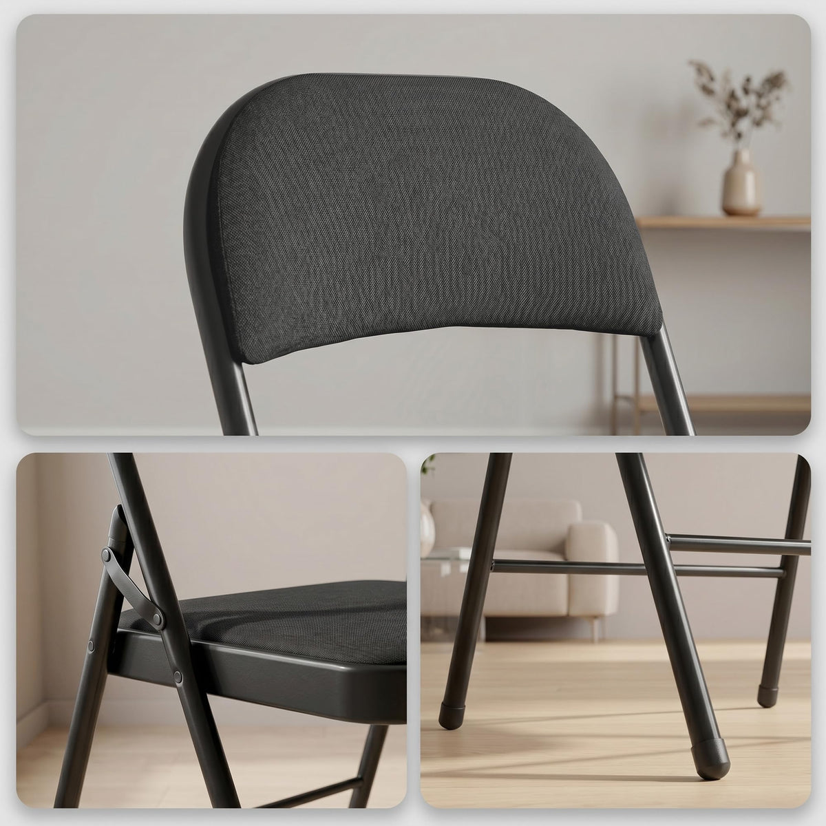 10 Pack Black Padded Folding Chairs O224