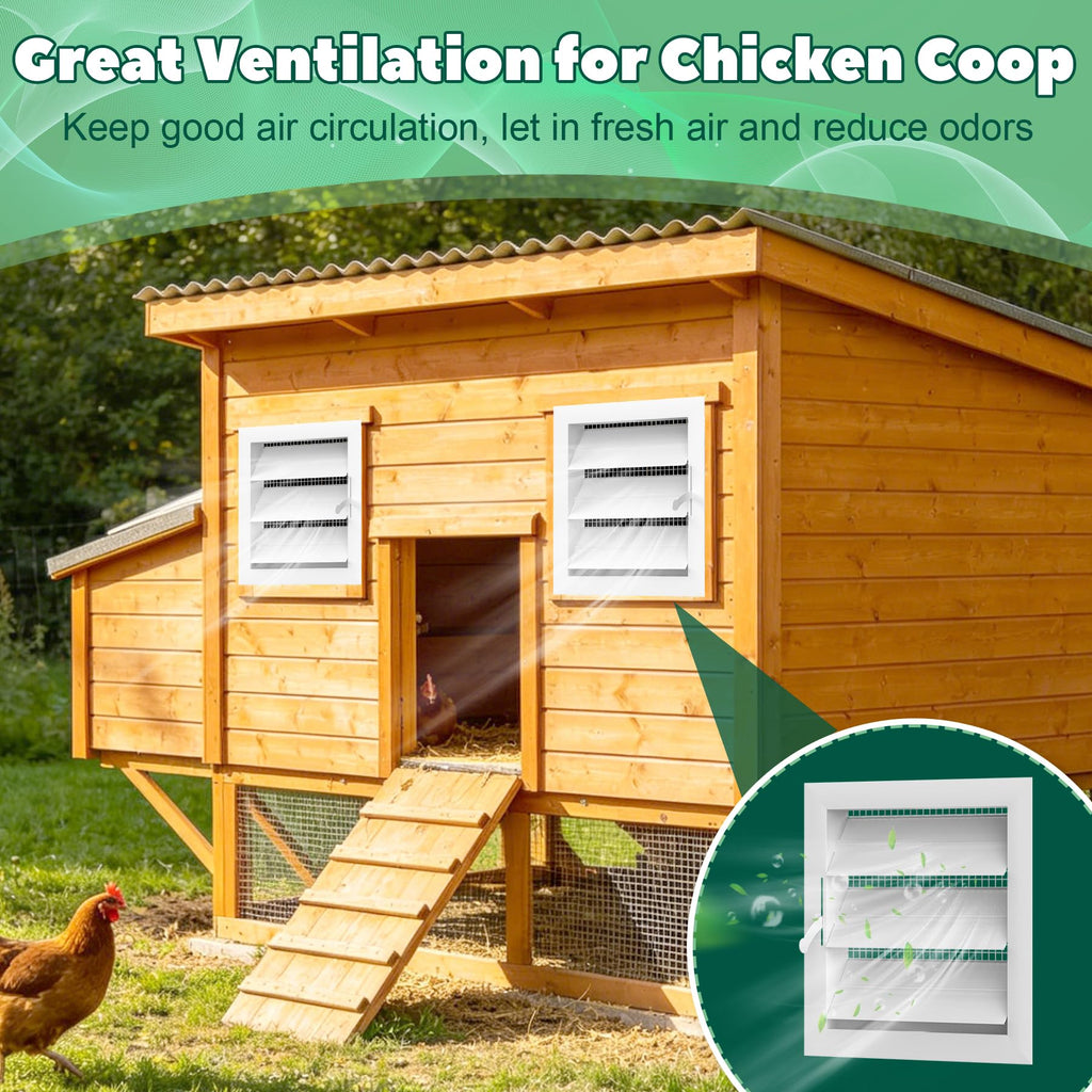 Adjustable Aluminum Alloy Chicken Coop Vent with Screen Mesh L98434