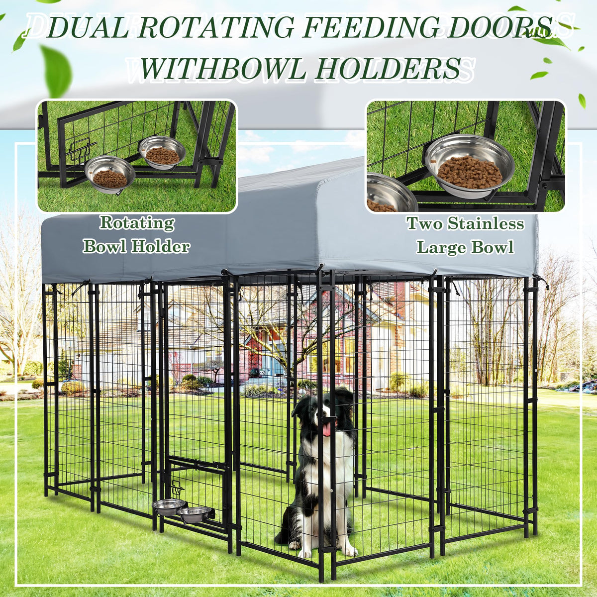 8x4x5.7 FT Heavy Duty Outdoor Dog Kennel with Roof N936583