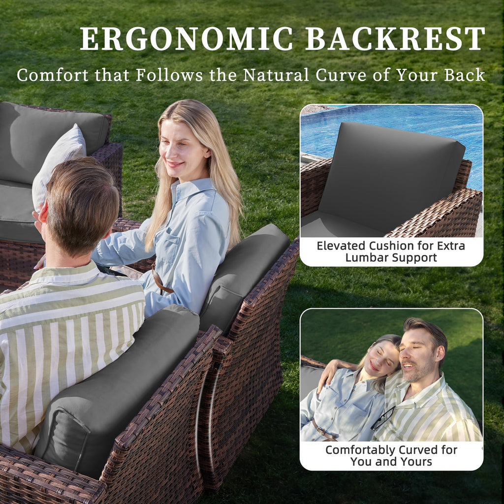5 Pieces Wicker Rattan Patio Furniture Set with Storage Table R615