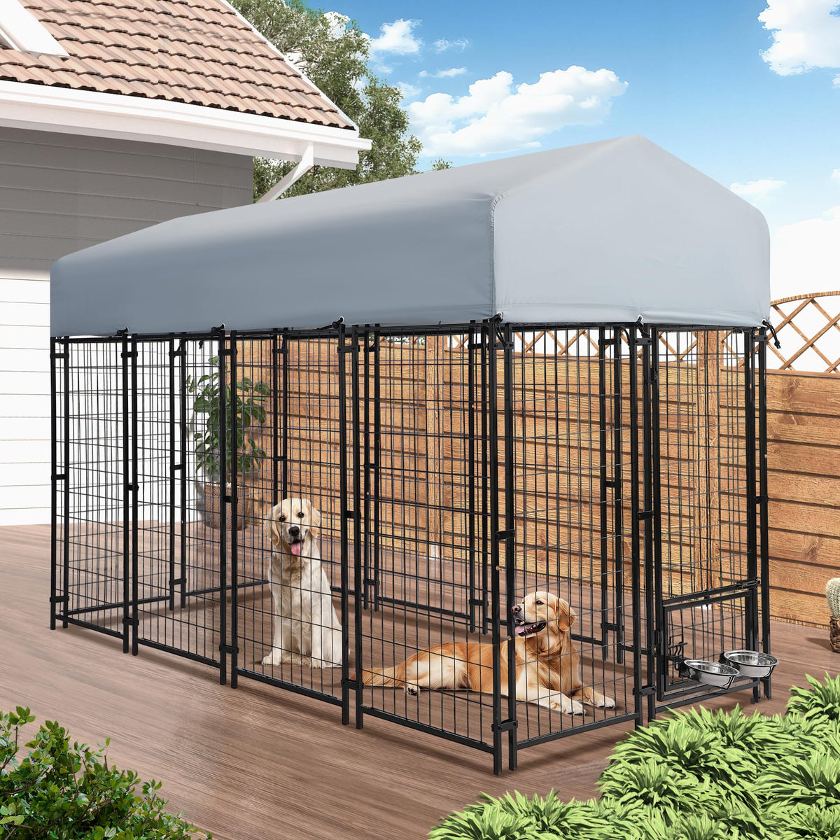 8x4x5.7 FT Heavy Duty Outdoor Dog Kennel with Roof N936583