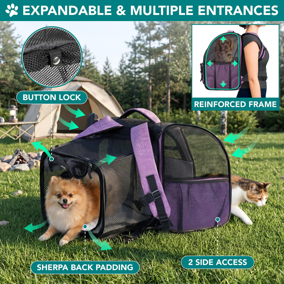 Expandable Dog Cat Backpack Carrier N4694