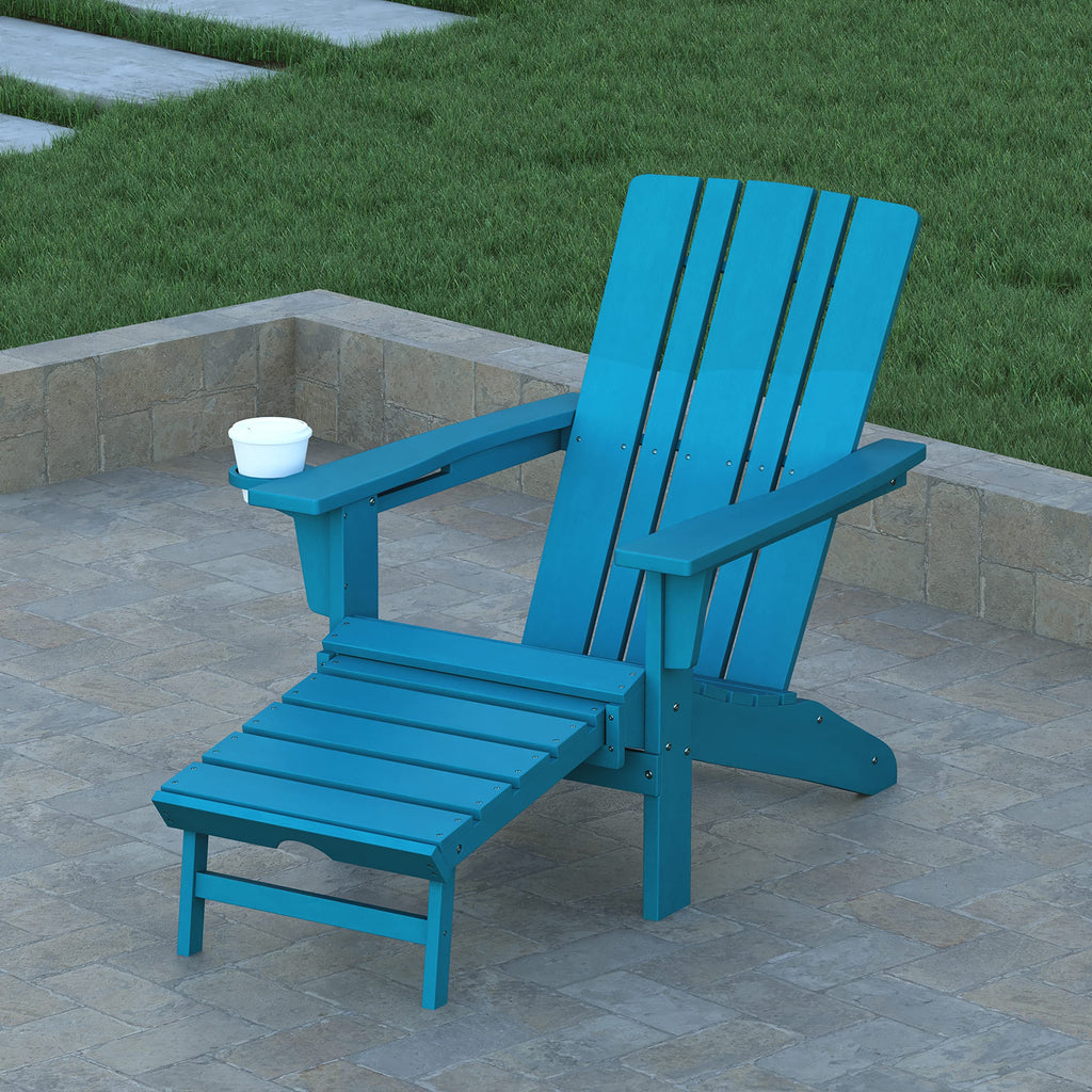 Blue Adirondack Lounge Chair with Ottoman B600