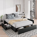 Queen Size Platform Storage Bed Frame with 3 Drawers, Black S8876