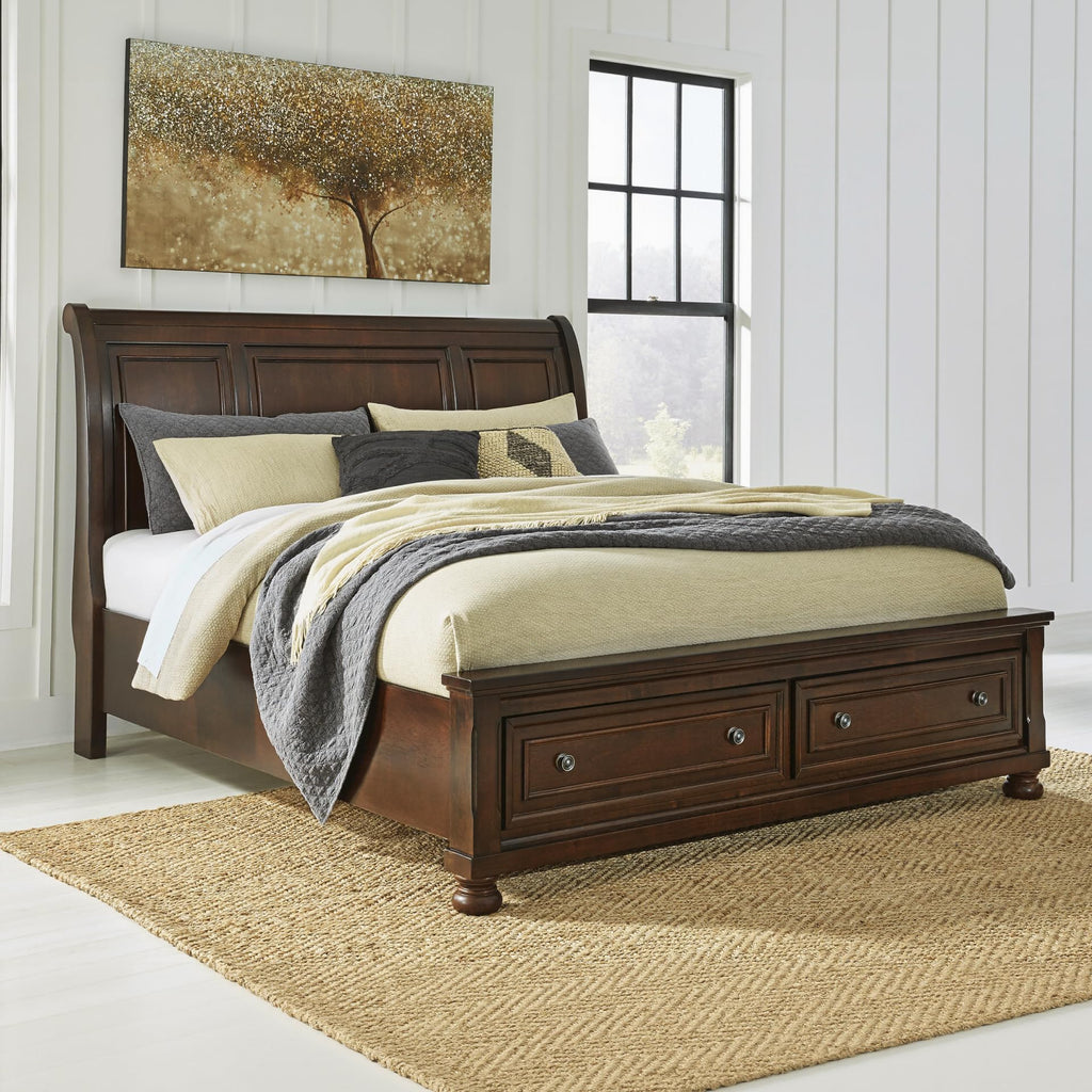 Cal King Sleigh Bed Frame with Storage A846782