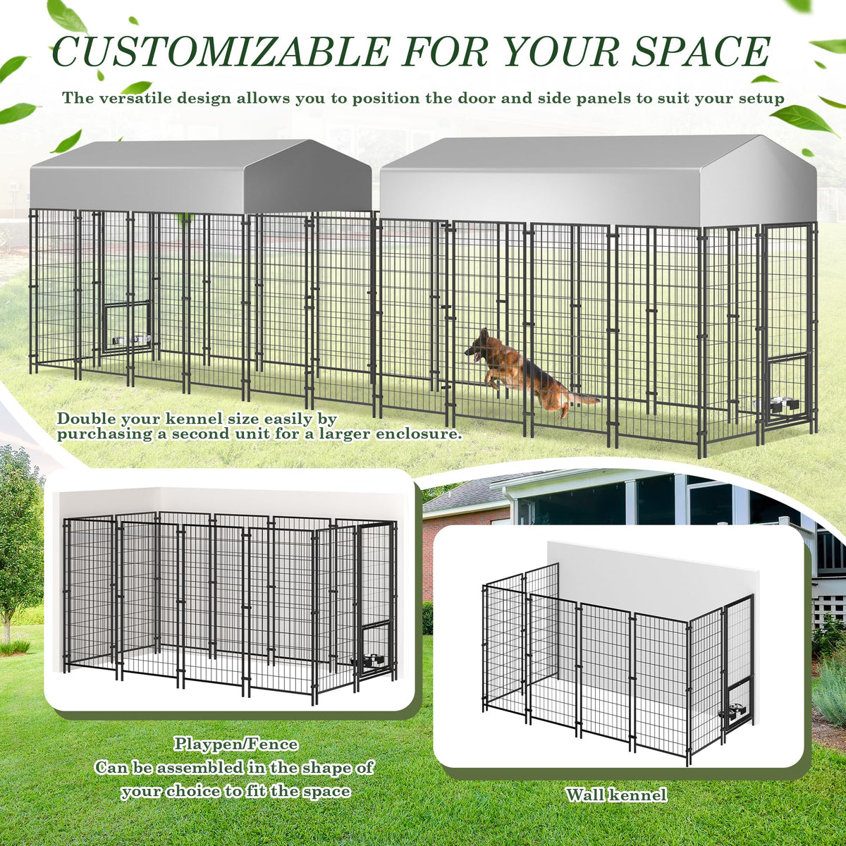 8x4x5.7 FT Heavy Duty Outdoor Dog Kennel with Roof N936583