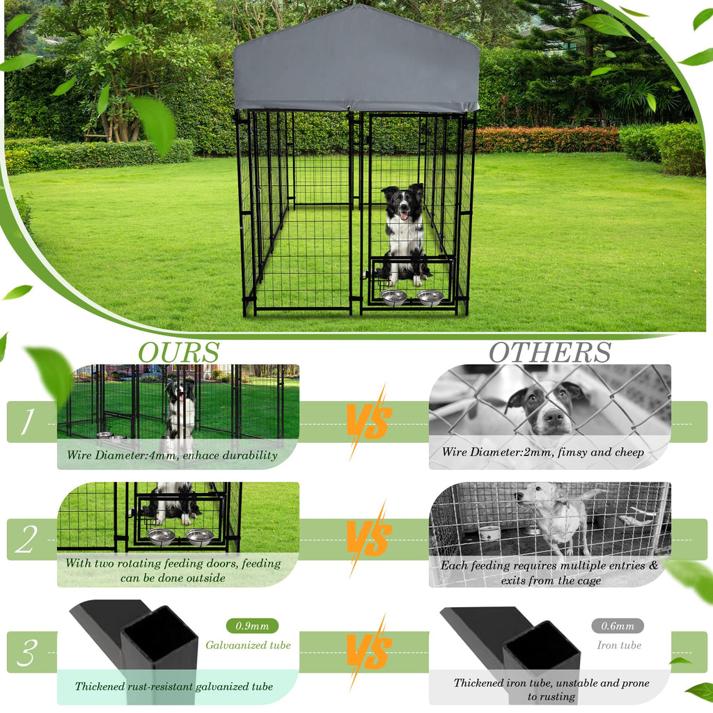 8x4x5.7 FT Heavy Duty Outdoor Dog Kennel with Roof N936583