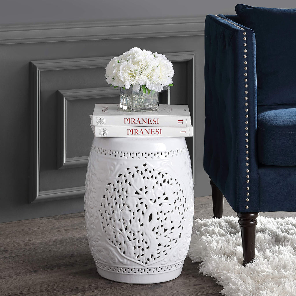 White Ceramic Garden Stool D187
