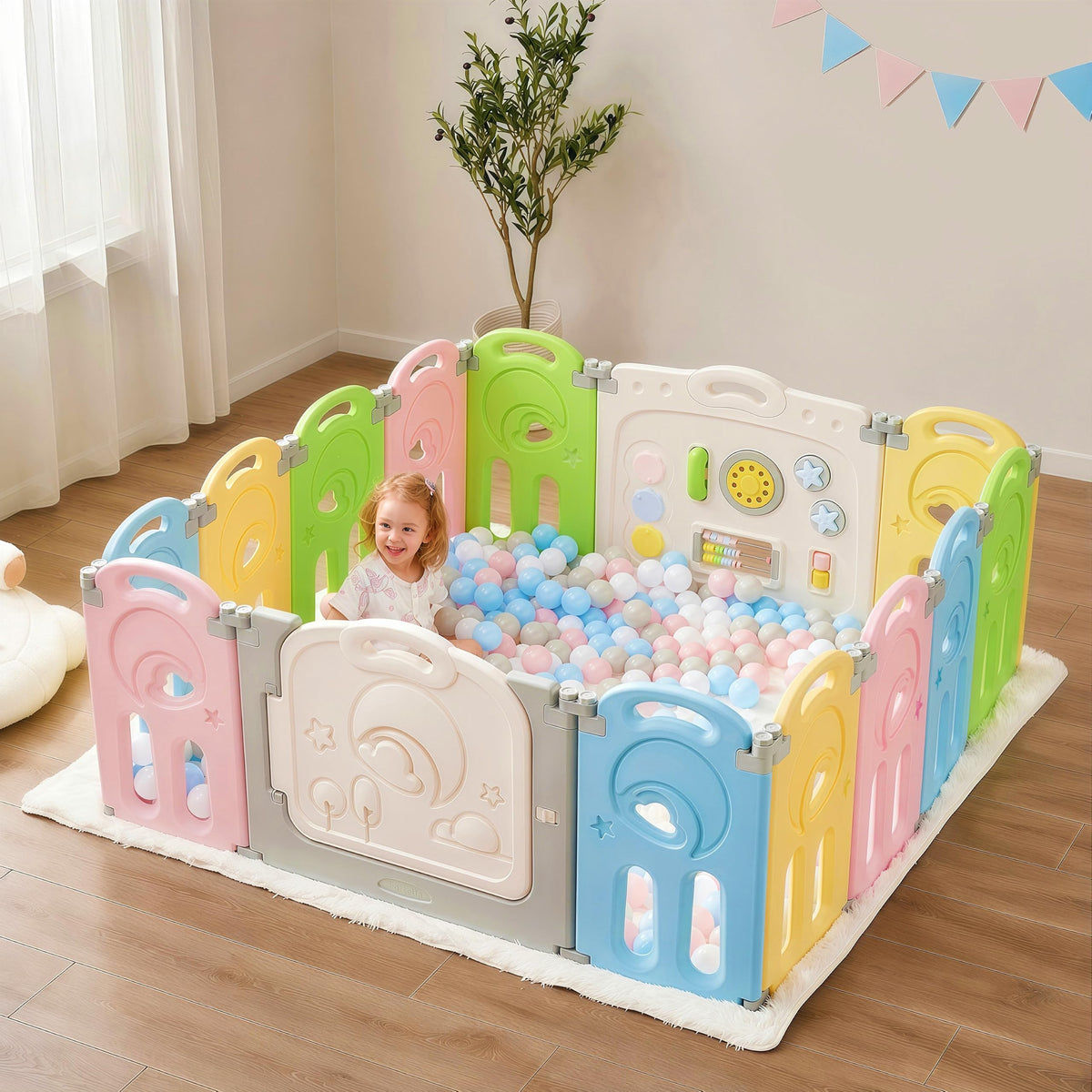 Large 14-Panel Baby Playpen F569346