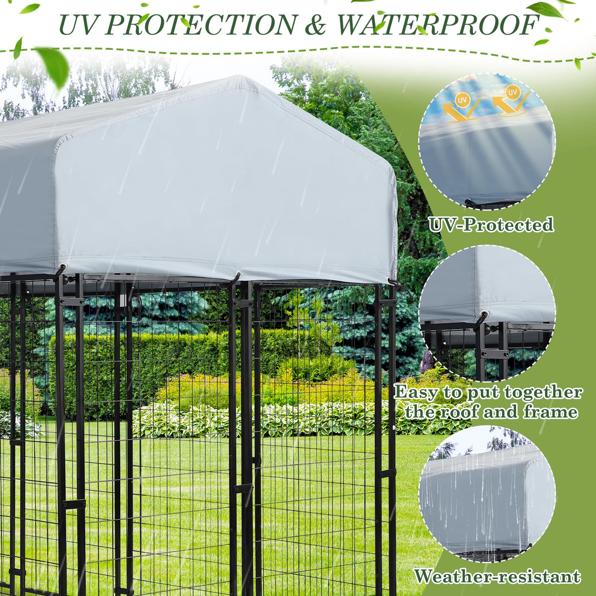 8x4x5.7 FT Heavy Duty Outdoor Dog Kennel with Roof N936583